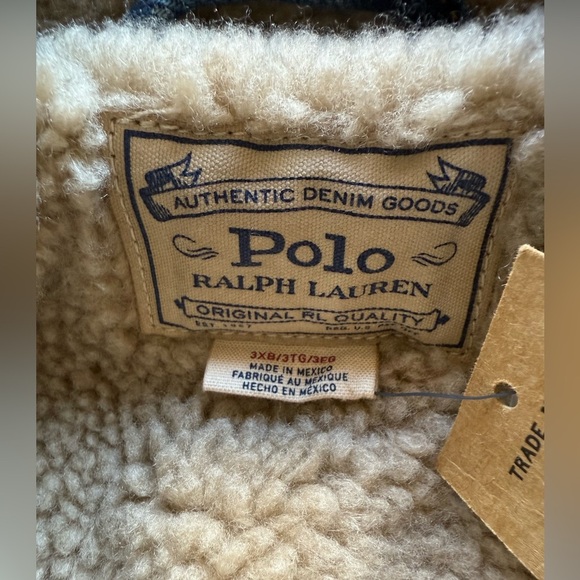 Polo Ralph Lauren Men’s Big And Tall 3XB Sherpa Lined Denim Jacket USA Patch - Picture 8 of 15
